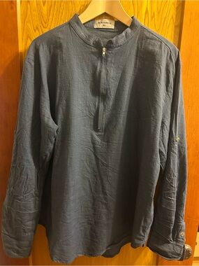 Navy Zip-Front Tunic Top